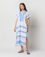 Load image into Gallery viewer, Gasira V-Neck Caftan in Eshe Blue