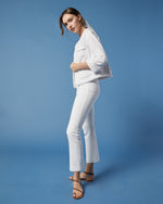 Load image into Gallery viewer, Faye Flare Cropped Pant in White Garment-Dyed Stretch Twill
