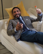 Load image into Gallery viewer, Silk Club Tie in Navy/Gold Maple Seed