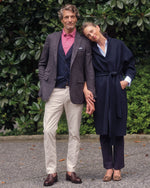 Load image into Gallery viewer, Classic V-Neck Cardigan in Navy Cashmere