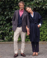 Load image into Gallery viewer, Classic V-Neck Cardigan in Navy Cashmere