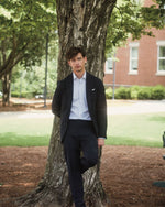 Load image into Gallery viewer, Spread Collar Dress Shirt in Dutch Blue Graph Check Poplin