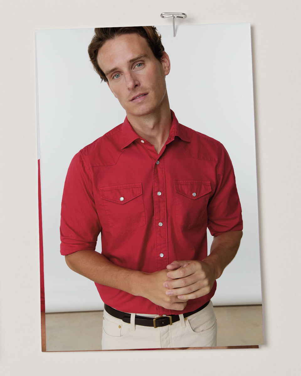 Western Work Shirt in Red Lightweight Twill | Shop Sid Mashburn