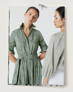 Load image into Gallery viewer, Victoria Blouse in Olive Gingham Sahara Linen