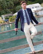 Load image into Gallery viewer, Spread Collar Dress Shirt in Bluegrass/Sky Multi Stripe Poplin
