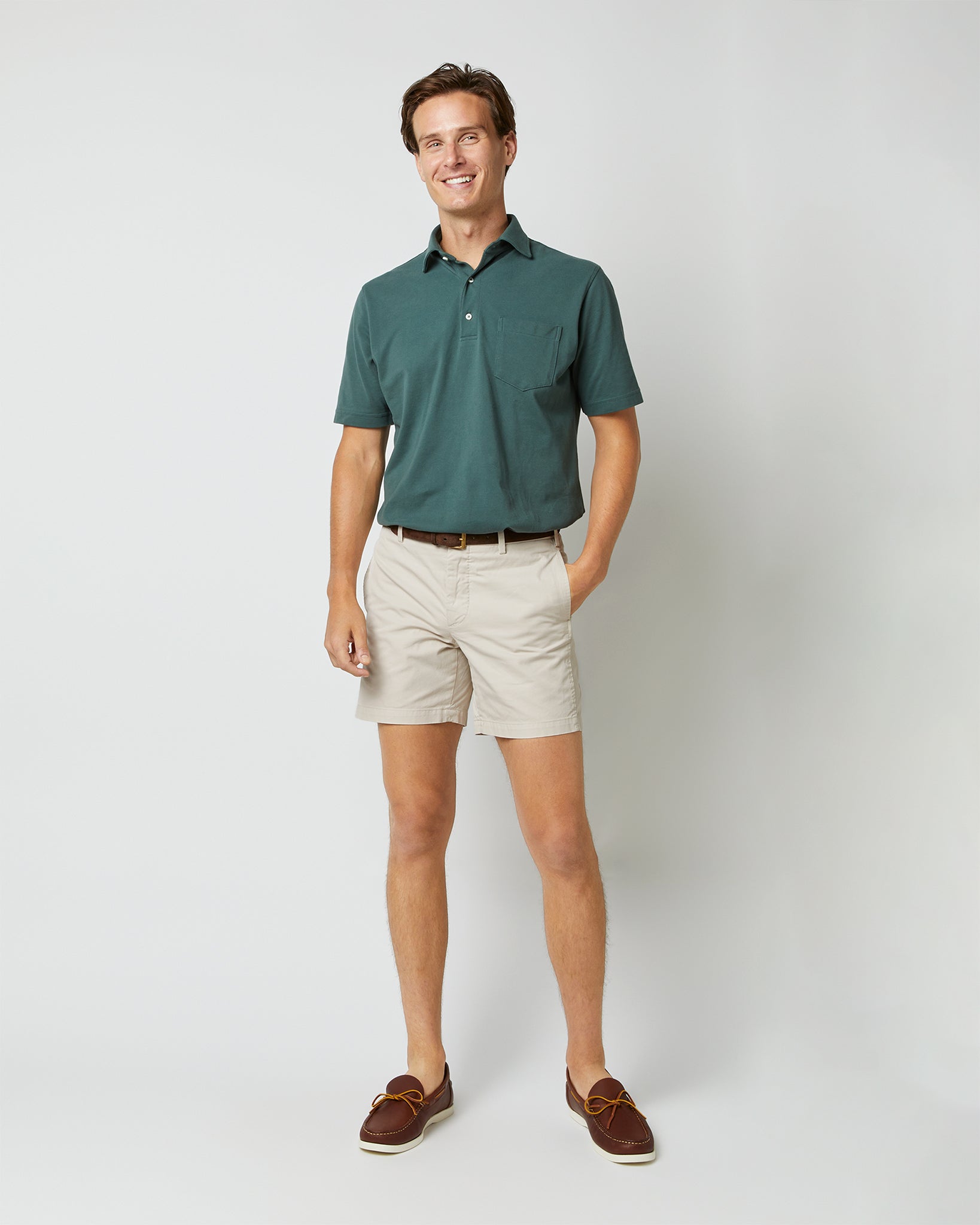 Garment-Dyed Short in Stone AP Lightweight Twill