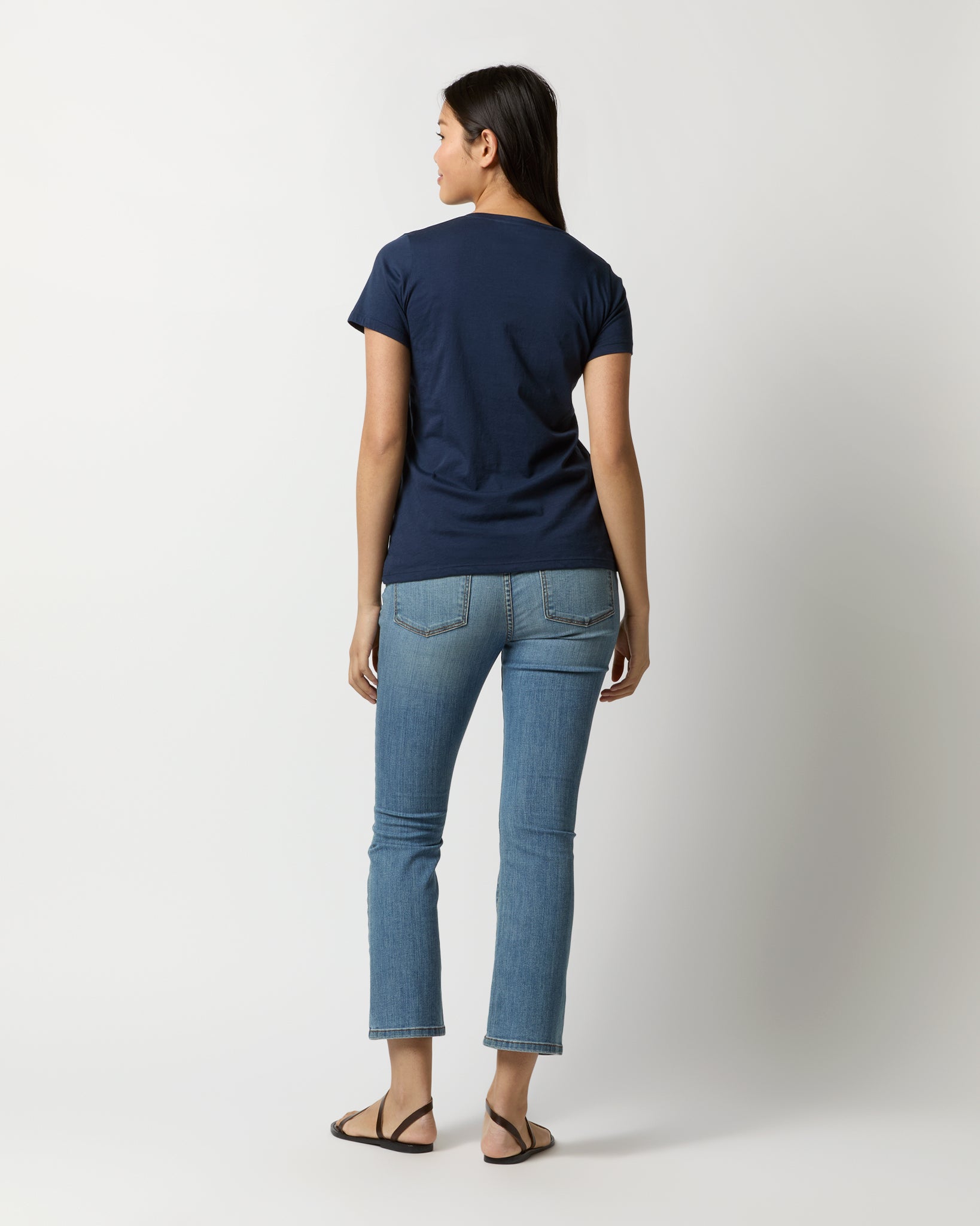 Short-Sleeved Relaxed Tee in Navy Pima Cotton