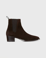 Load image into Gallery viewer, Heeled Chelsea Boot in Brown Suede