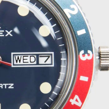 Q Timex Reissue Watch in Silver/Navy/Red
