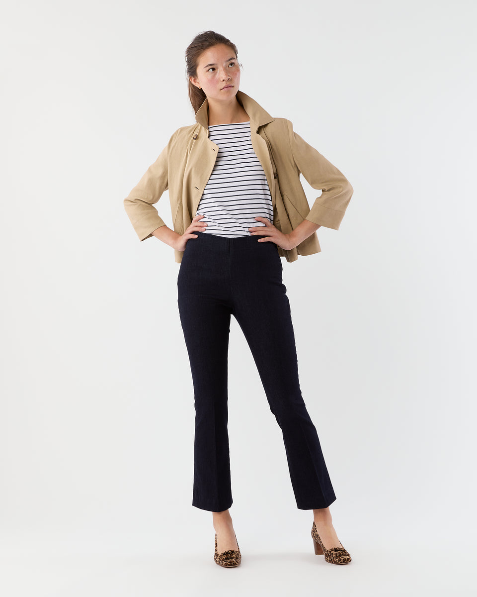 Faye Flare Cropped Pant in Indigo Stretch Denim | Shop Ann Mashburn