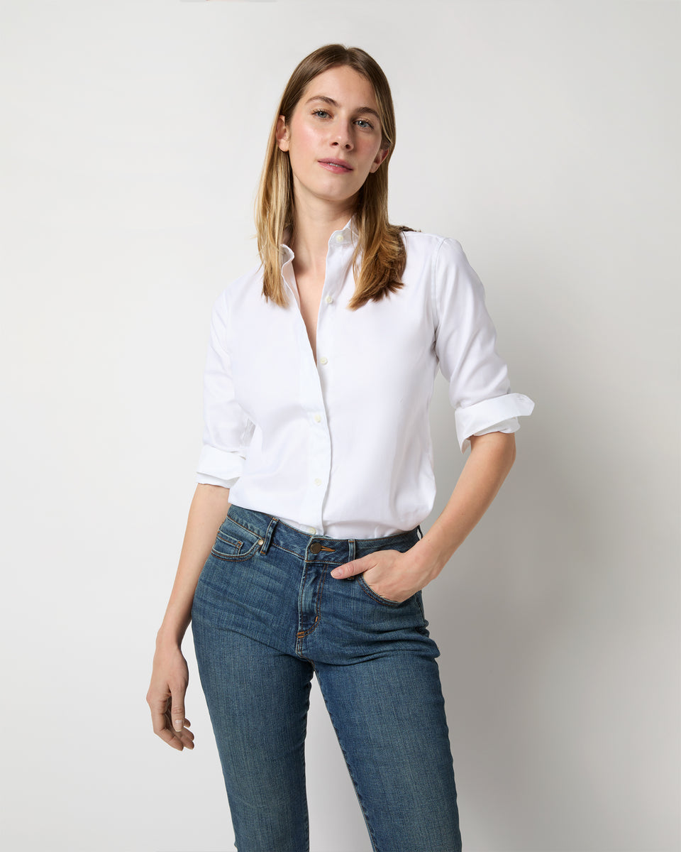 Icon Spread Shirt in White Roxford | Shop Ann Mashburn