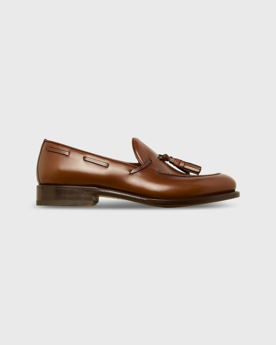 Italian Tassel Loafer in Medium Brown Calfskin | Shop Sid Mashburn