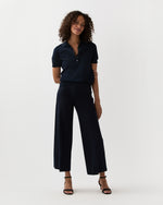 Load image into Gallery viewer, Faye Wide-Leg Cropped Pant in Navy Ponte Knit