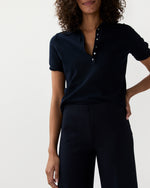 Load image into Gallery viewer, Faye Wide-Leg Cropped Pant in Navy Ponte Knit