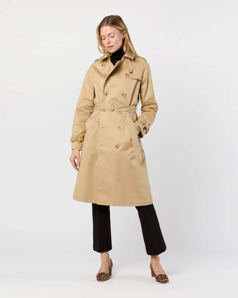 Greta Trench Coat in Beige Shop Ann Mashburn