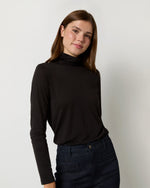 Load image into Gallery viewer, Turtleneck Tee in Black Pima Cotton