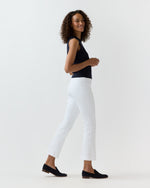 Load image into Gallery viewer, Faye Flare Cropped Pant in White Garment-Dyed Stretch Twill