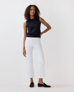 Load image into Gallery viewer, Faye Flare Cropped Pant in White Garment-Dyed Stretch Twill