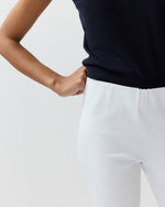 Load image into Gallery viewer, Faye Flare Cropped Pant in White Garment-Dyed Stretch Twill