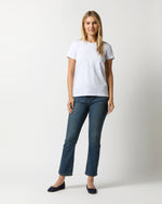 Load image into Gallery viewer, Short-Sleeved Relaxed Tee in White/Powder Blue Stripe Jersey
