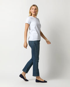 Short-Sleeved Relaxed Tee in White/Powder Blue Stripe Jersey