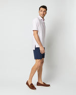 Load image into Gallery viewer, Zip-Front Mid-Length Swim Short in Navy Nylon