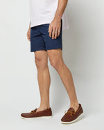 Load image into Gallery viewer, Zip-Front Mid-Length Swim Short in Navy Nylon