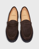 Load image into Gallery viewer, Lug Sole Loafer in Chocolate Suede
