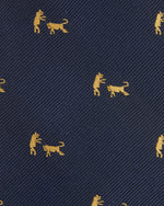 Load image into Gallery viewer, Silk Club Tie in Blue/Gold Bull & Bear
