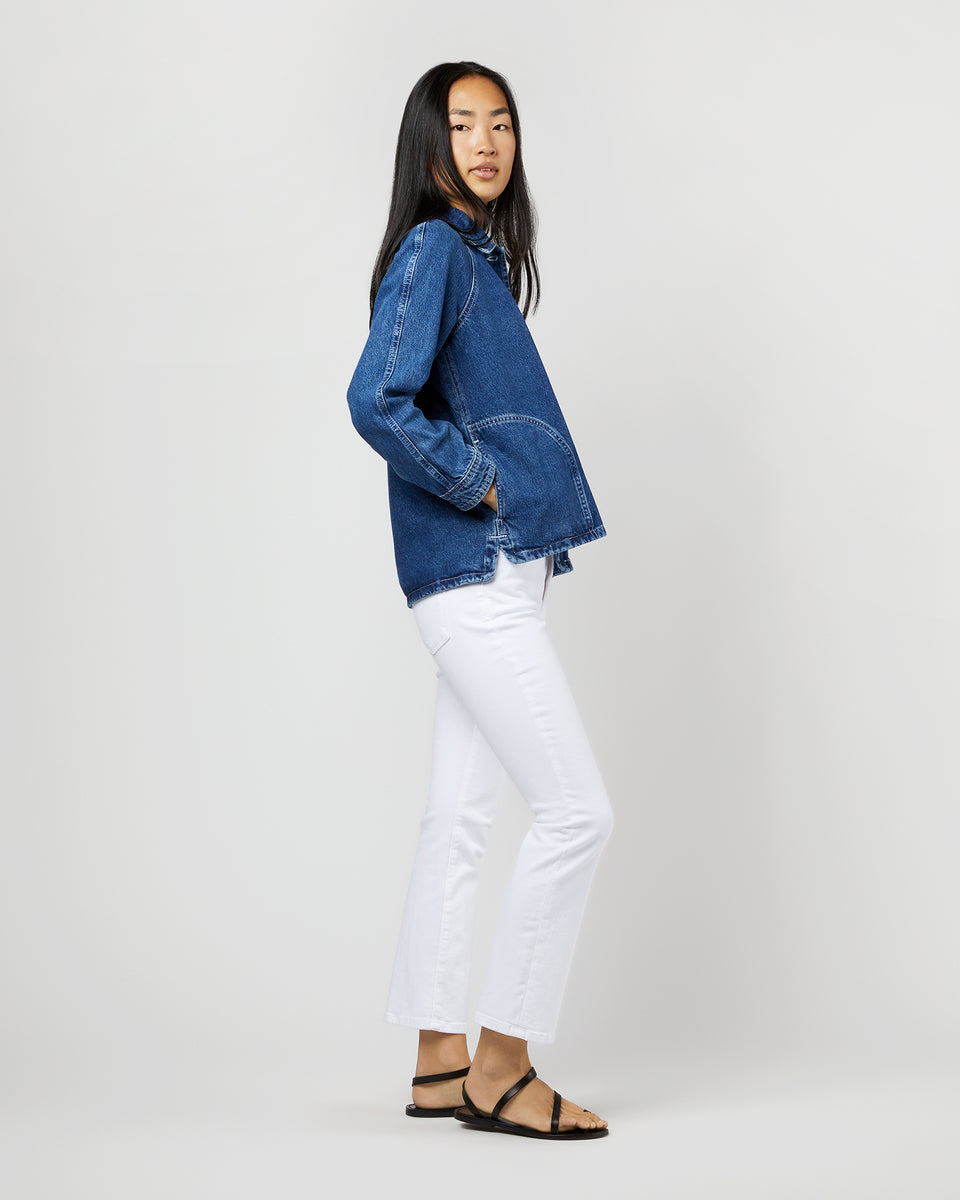 Suzanne Logo Jacket in Washed Indigo | Shop Ann Mashburn