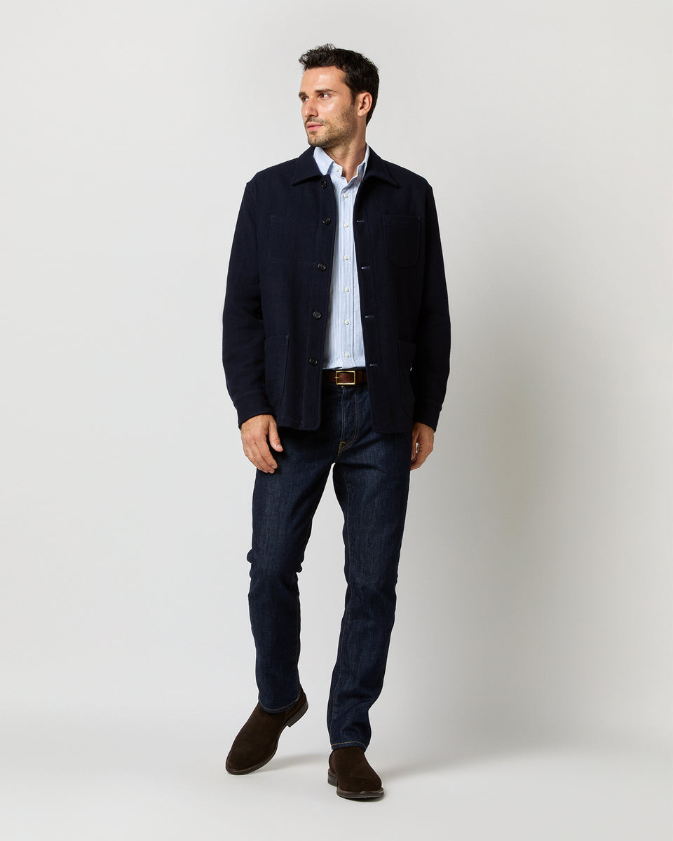 Chore Jacket in Navy Wool Melton | Shop Sid Mashburn