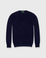 Load image into Gallery viewer, Fine-Gauge V-Neck Sweater in Navy Cashmere