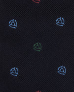 Load image into Gallery viewer, Silk Woven Club Tie in Navy/Multi 45 Turntable Adapter