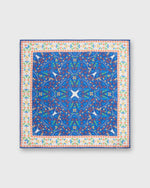 Load image into Gallery viewer, Cotton/Linen Print Pocket Square in Blue/Orange Multi Florals
