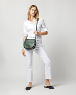 Load image into Gallery viewer, Medium Accordion Clara Crossbody Bag in Dark Green Leather