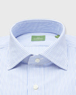 Load image into Gallery viewer, Spread Collar Dress Shirt in Blue Multi Double Stripe Poplin