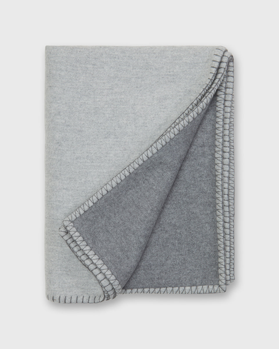 Stitched Reversible Throw Blanket in Silver/Grey Wool/Cashmere Shop