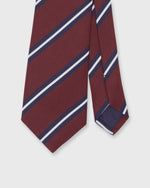 Load image into Gallery viewer, Irish Poplin Tie in Burgundy/Navy/White Stripe