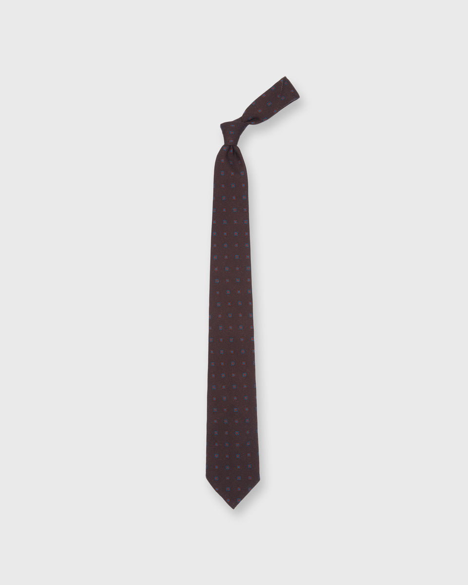 Wool Print Tie in Brown/Blue/Red Medallion