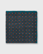 Load image into Gallery viewer, Hand-Rolled Wool/Silk Pocket Square in Lovat/Brown Medallion