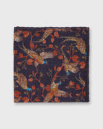 Load image into Gallery viewer, Wool/Silk Pocket Square in Midnight Pheasant