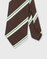 Load image into Gallery viewer, Silk Woven Tie in Brown/Bone/Green Stripe