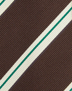 Load image into Gallery viewer, Silk Woven Tie in Brown/Bone/Green Stripe