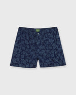Load image into Gallery viewer, Button-Front Boxer Short in Navy/Slate/Grey Floral Print Poplin