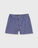 Load image into Gallery viewer, Button-Front Boxer Short in Blue/White Stripe Stretch Poplin