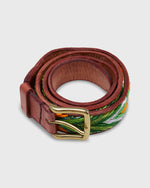 Load image into Gallery viewer, 1.25" African Beaded Belt in Mango/Green Arrow