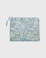 Load image into Gallery viewer, Soft Small Zip Pouch in Light Blue Poppy & Daisy Liberty Fabric