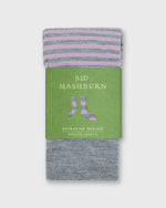 Load image into Gallery viewer, Striped Trouser Dress Socks in Heather Grey/Orchid Extra Fine Merino
