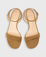 Load image into Gallery viewer, Ankle-Wrap Kitten Heel in Caramel Suede