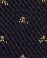 Load image into Gallery viewer, Silk Club Tie in Midnight/Maize Crown and Swords